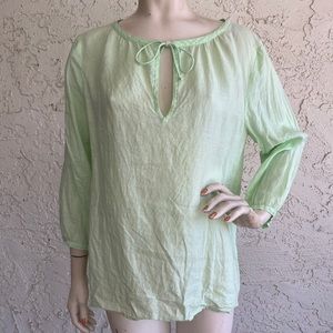 EILEEN FISHER Top 100% Irish Linen Light Green Tunic Size M